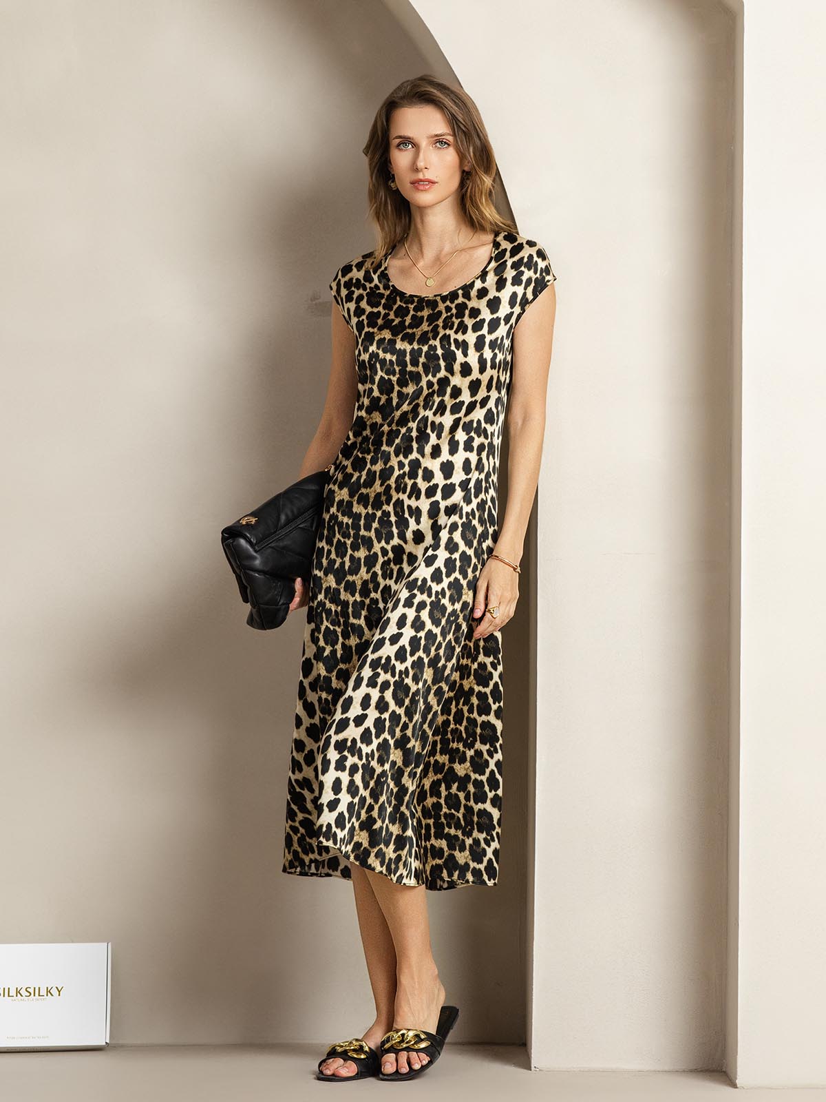 [Leopard] SilkSilky-DK 19Momme Silke Dress 005