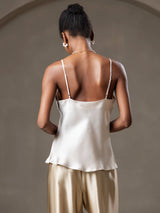 [Beige] SilkSilky-DK Spaghetti Strap V Neck Camisole Top 002