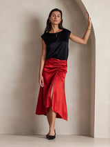 [Sort] SilkSilky-DK Cap Sleeve Round Neck T-shirt til kvinder 007