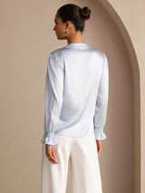 [Himmelblå] SilkSilky-DK Long Sleeve Damebluser 002