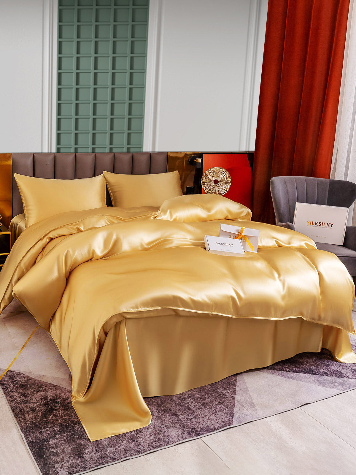 [Champagne] SilkSilky-DK 25Momme Bedding Set 001