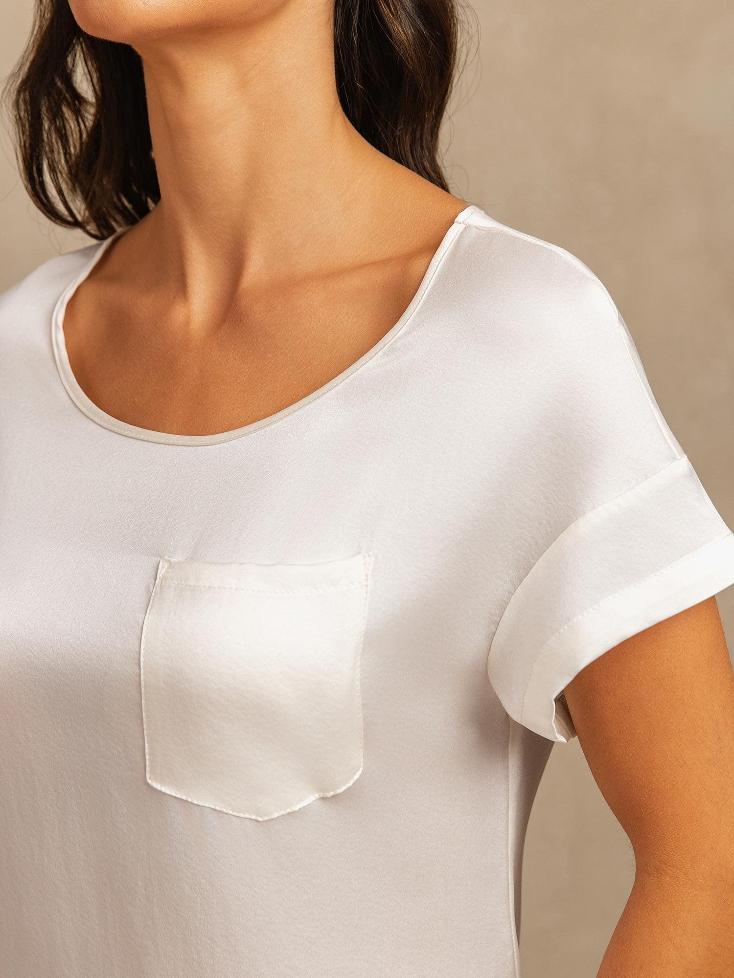 [Hvid] SilkSilky-DK 19Momme Silke Nightgown 004