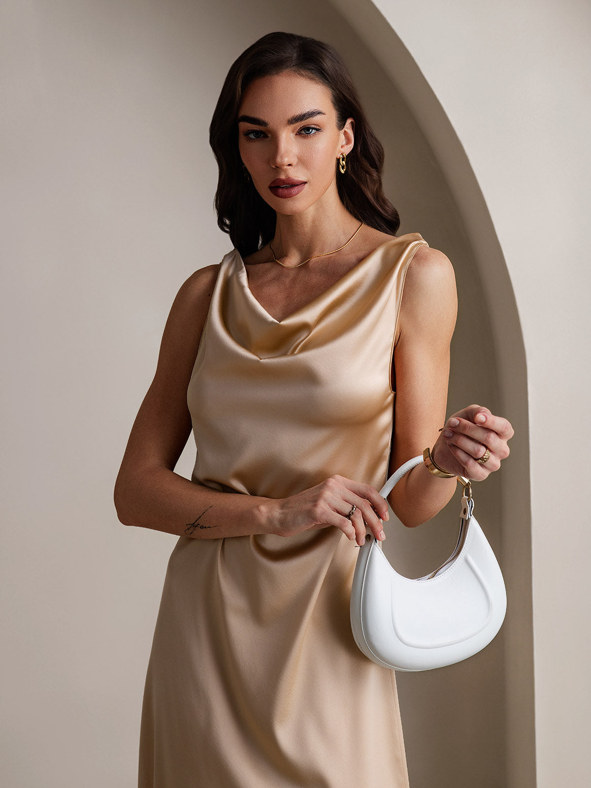 [Champagne] SilkSilky-DK 19Momme Silke Dress 002