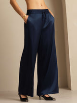 [Mørkeblå] SilkSilky-DK 19Momme Womens Pants 004