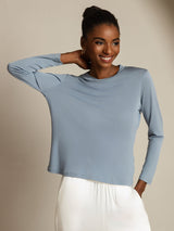 [Gråblå] SilkSilky-DK Silke Womens T-Shirt 001