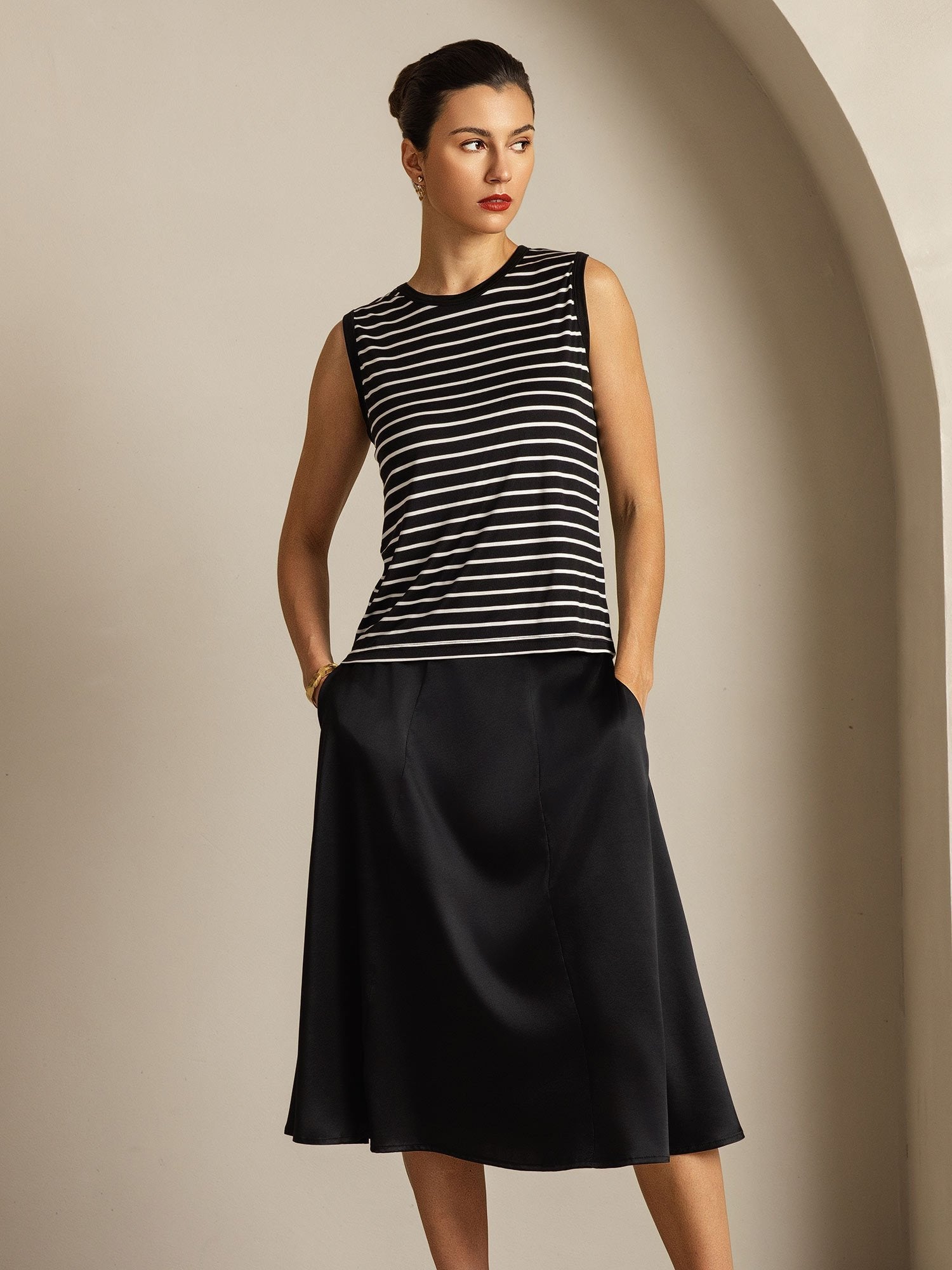 [Sort Stribe] SilkSilky-DK Silke Camisoles 006