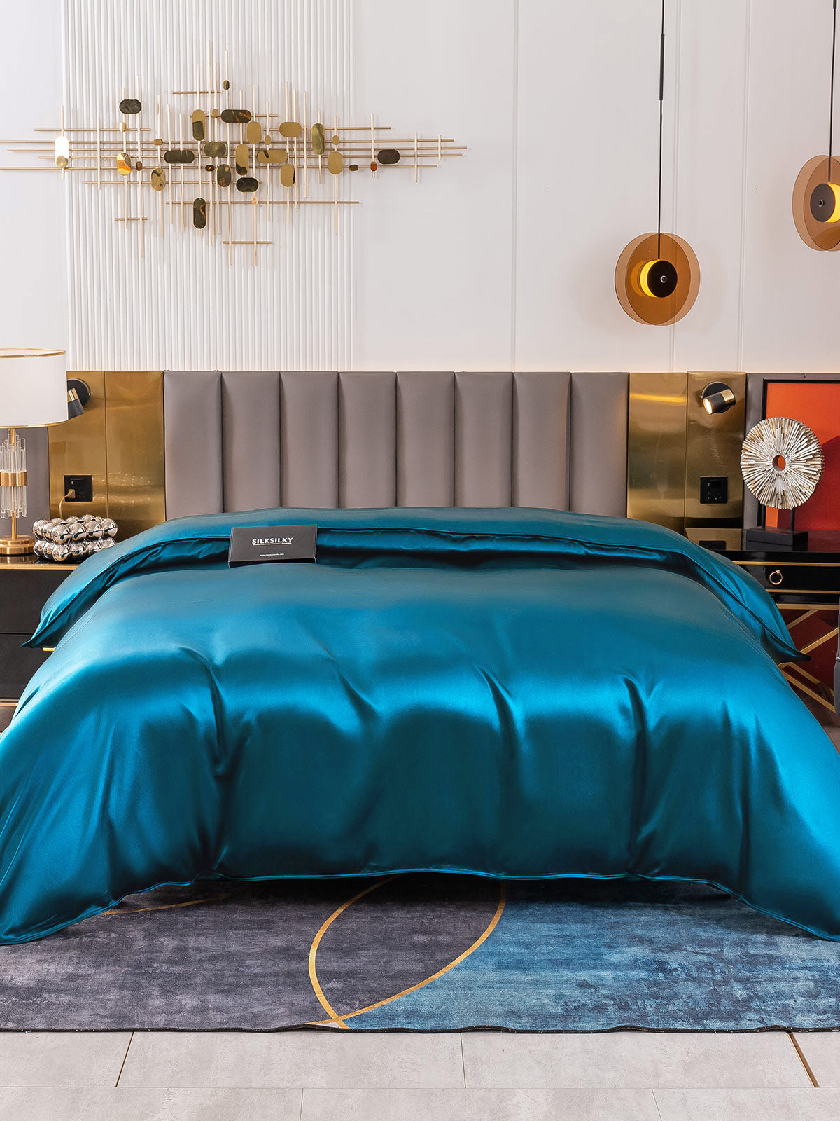 [Blågrøn] SilkSilky-DK 19Momme Duvet Cover 002