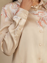 [Champagne] SilkSilky-DK 19Momme Langærmet Reverskrave Dameskjorte 005