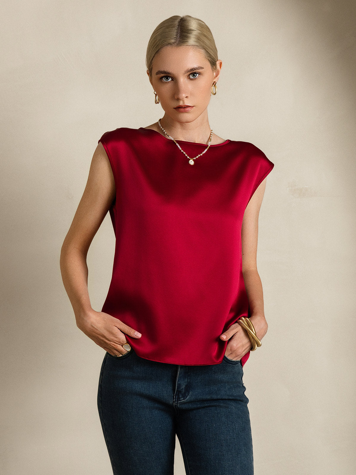 [Vin] SilkSilky-DK 19Momme Silke Womens T-Shirt 006