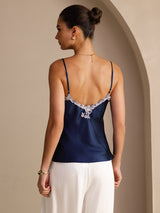 [Mørkeblå] SilkSilky-DK Sleeveless V Neck Camisole Top 002