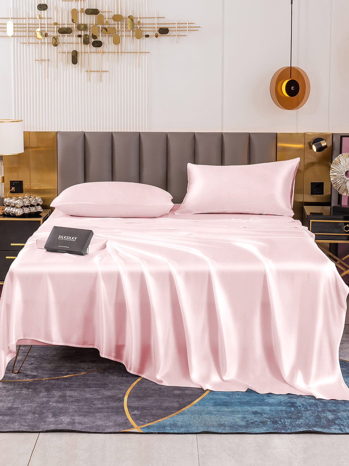 [Lyserød] SilkSilky-DK 19Momme Bedding Set 002