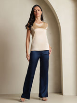 [Champagne] SilkSilky-DK Sleeveless Round Neck Camisole Top 004