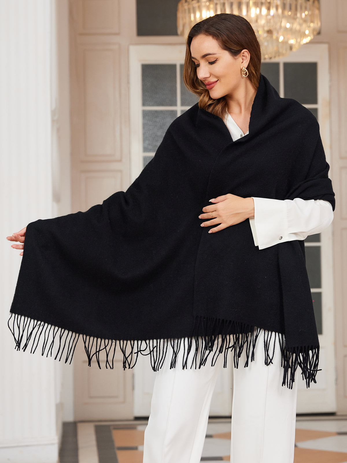 [Sort] SilkSilky-DK Uld Halstørklæde 001