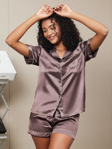 [Kaffe] SilkSilky-DK Short Sleeve Lapel Collar Dame Pyjamas 002