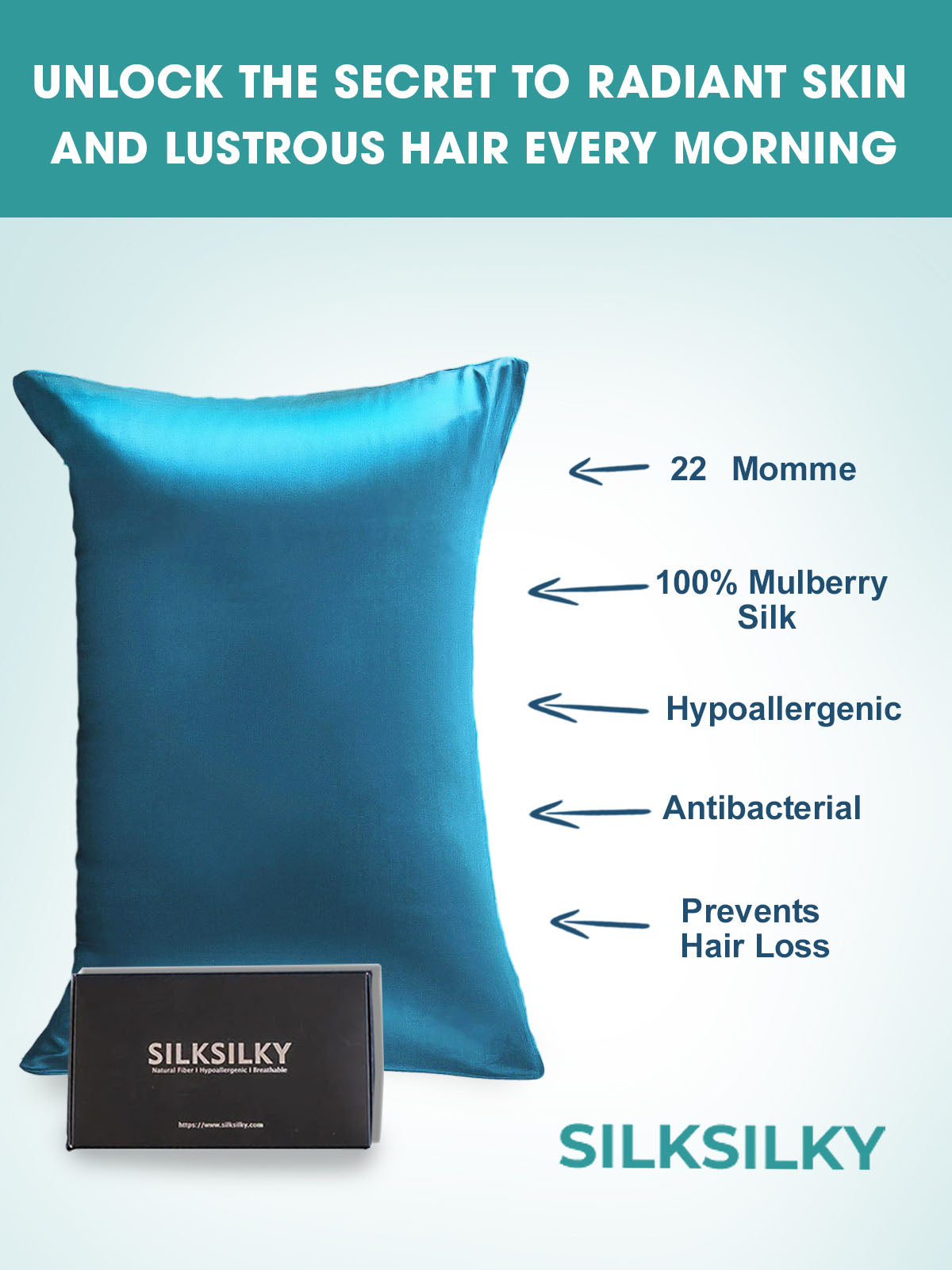 [Blågrøn] SilkSilky-DK 22Momme Pillowcase 003