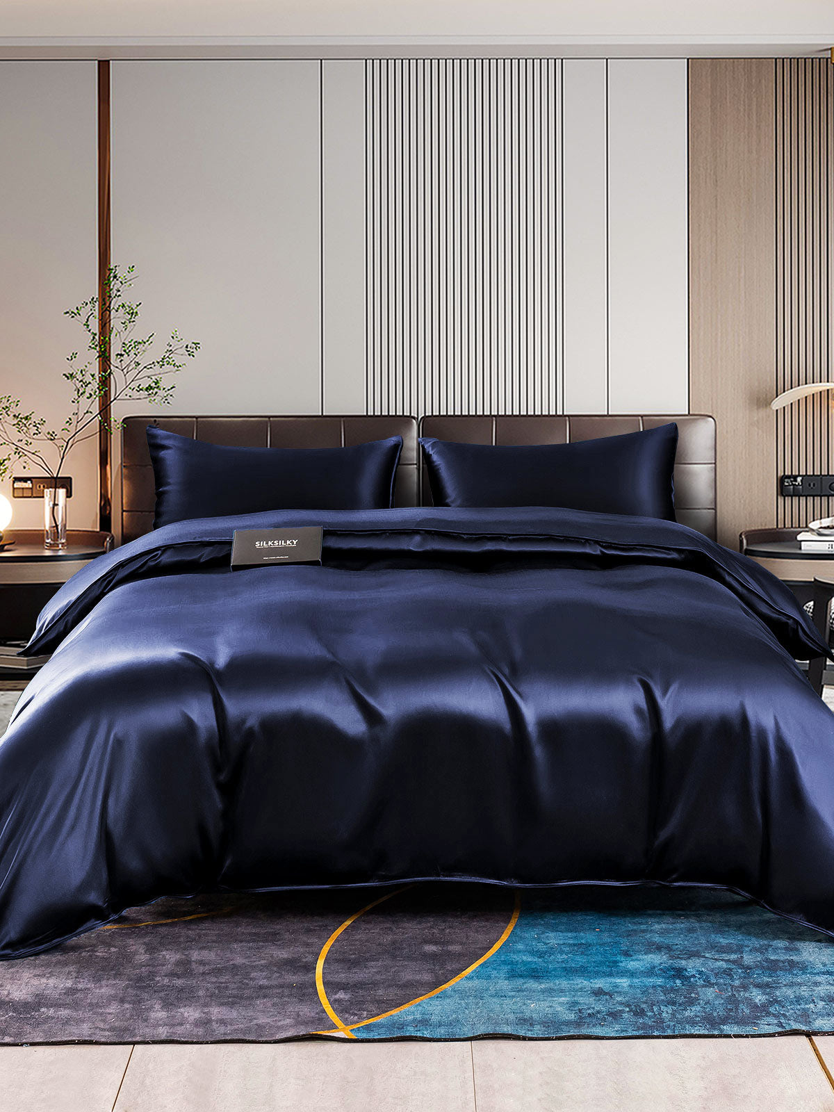 [Mørkeblå] SilkSilky-DK 22Momme Bedding Set 001