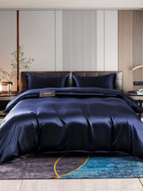 [Mørkeblå] SilkSilky-DK 22Momme Bedding Set 001,