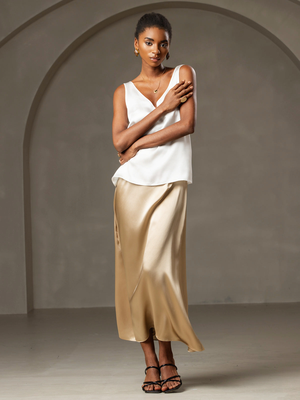 [Hvid] SilkSilky-DK 19Momme Silke Camisoles 006