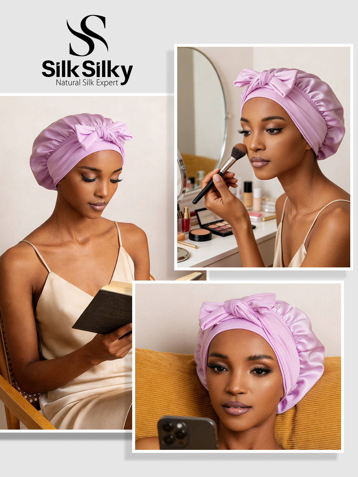 [Lavendel] SilkSilky-DK Silke Sleep Cap 005