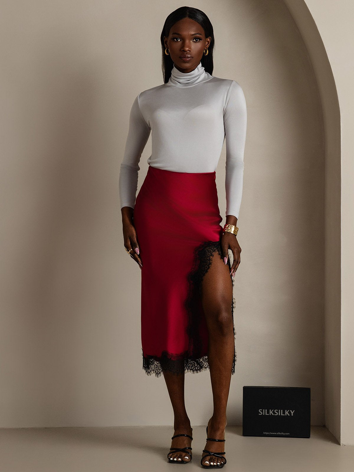 [Lysegrå] SilkSilky-DK Langærmet Rullekrave T-shirt til kvinder 004