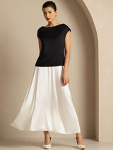 [Sort] SilkSilky-DK Cap Sleeve Cowl Neck T-shirt til kvinder 006