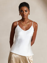 [Hvid] SilkSilky-DK Spaghetti Strap V Neck Camisole Top 001
