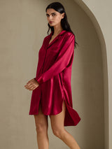 [Vin] SilkSilky-DK Long Sleeve Lapel Collar Soveskjorte 003