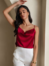[Vin] SilkSilky-DK Spaghetti Strap Cowl Neck Camisole Top 007
