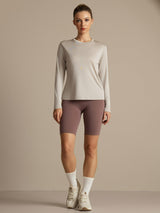 [Grå] SilkSilky-DK Langærmet Tight Crew Neck T-shirt til kvinder 008