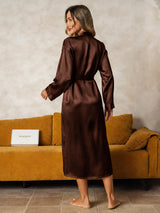 [Brun] SilkSilky-DK Long Sleeve Dame Morgenkåbe 002