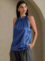 [Ægte Petrol] SilkSilky-DK Sleeveless Halter T-shirt til kvinder 003