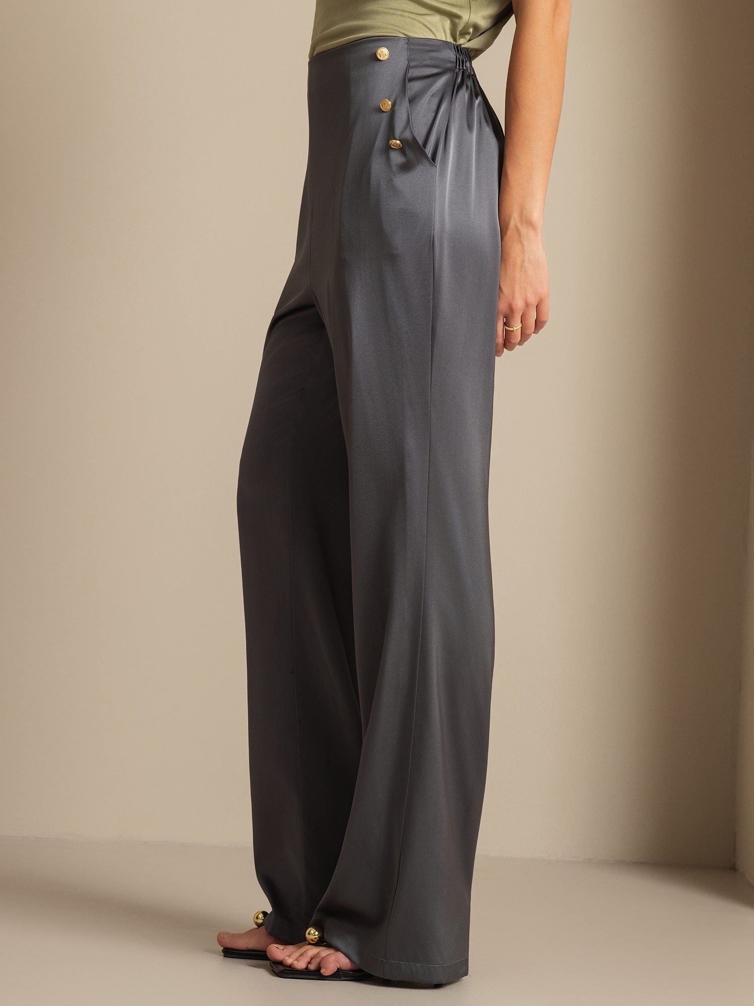 [Mørkegrå] SilkSilky-DK 19Momme Silke Womens Pants 006,