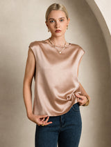 [Toscana] SilkSilky-DK Cap Sleeve Round Neck T-shirt til kvinder 007