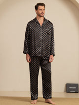 [Sort Kæde] SilkSilky-DK 19Momme Pyjamas til Mænd 006