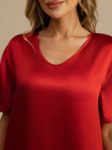 [Vin] SilkSilky-DK Half Sleeve V Neck Natkjole 005