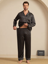 [Sort Kæde] SilkSilky-DK 19Momme Pyjamas til Mænd 005
