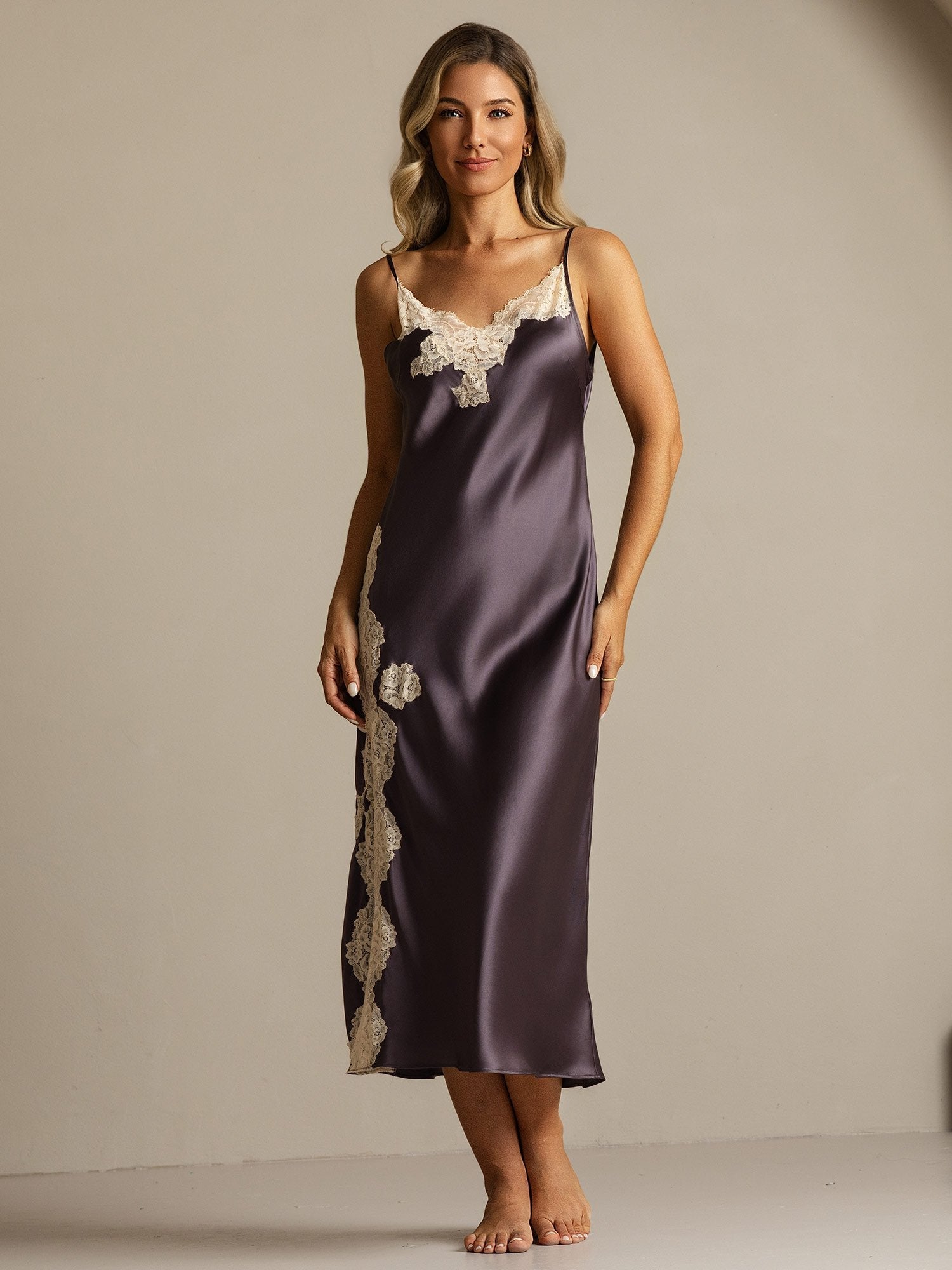 [Lilla Grå] SilkSilky-DK Silke Nightgown 008,