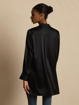 [Sort] SilkSilky-DK 19Momme Langærmet Ståkrave Bluse 002