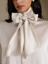 [Lysegrå] SilkSilky-DK Long Sleeve High Neck Damebluser 004