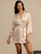 [Champagne] SilkSilky-DK 3/4 Sleeve Dame Morgenkåbe 004