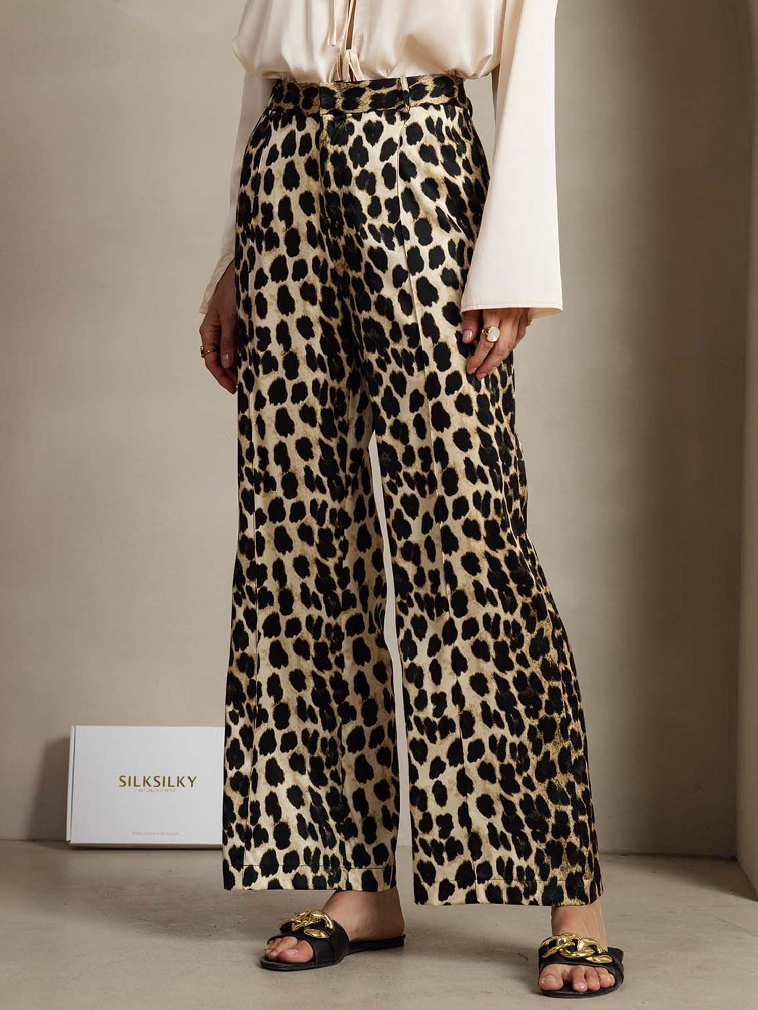 [Leopard] SilkSilky-DK 19Momme Silke Womens Pants 003