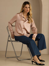 [Toscana] SilkSilky-DK Long Sleeve Lapel Collar Dameskjorte 006