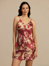 [Vinrød Drage] SilkSilky-DK Sleeveless V Neck Camisole Sæt 001