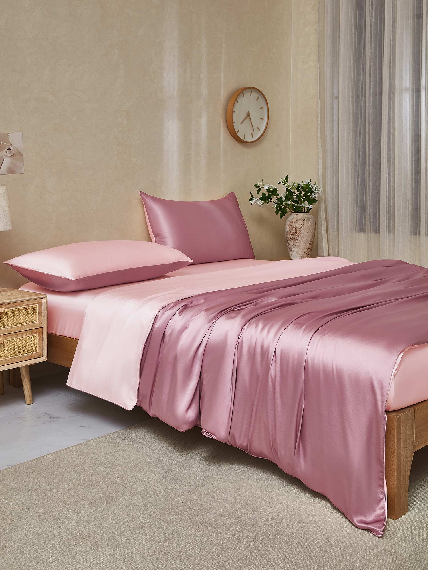 [BlegMauve+LysPink] SilkSilky-DK 19Momme Bedding Set 003,