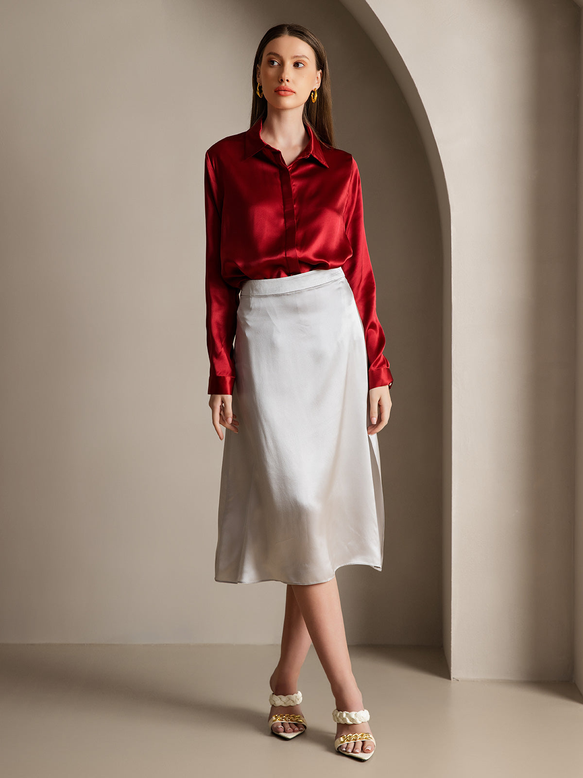 [Vin] SilkSilky-DK 19Momme Silke Womens Shirt 006