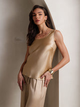 [Champagne] SilkSilky-DK Ærmeløs Firkantet Udskæring Camisole Sæt 008
