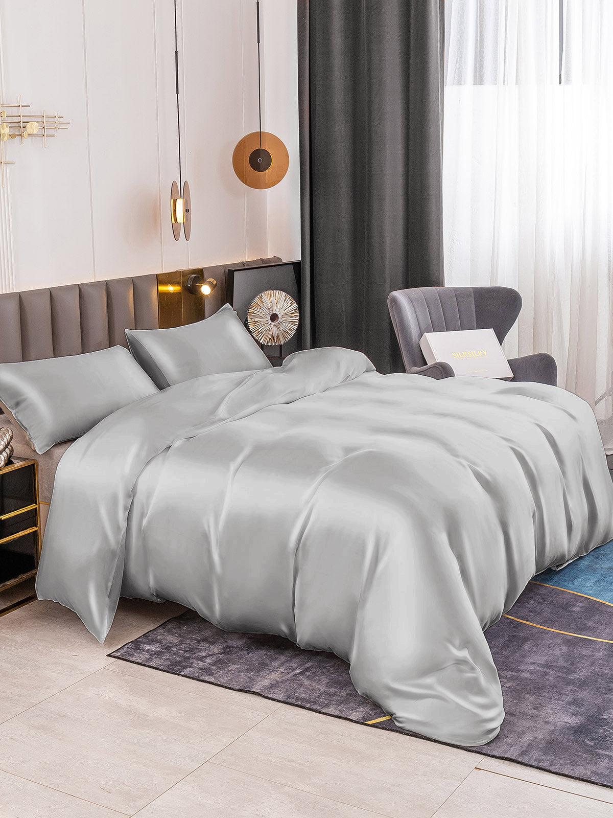 [Sølv] SilkSilky-DK 19Momme Bedding Set 004
