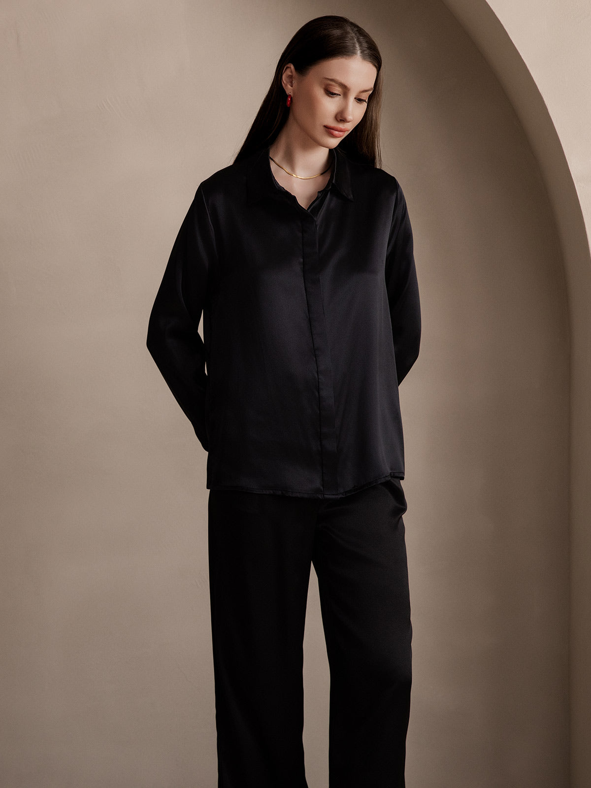 [Sort] SilkSilky-DK 19Momme Silke Womens Shirt 005