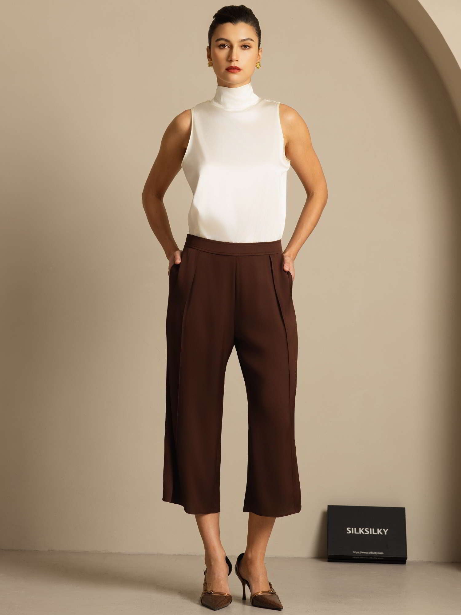 [Elfenben] SilkSilky-DK 19Momme Silke Blouse 008