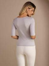 [Lysegrå] SilkSilky-DK Half Sleeve T-shirt til kvinder 002